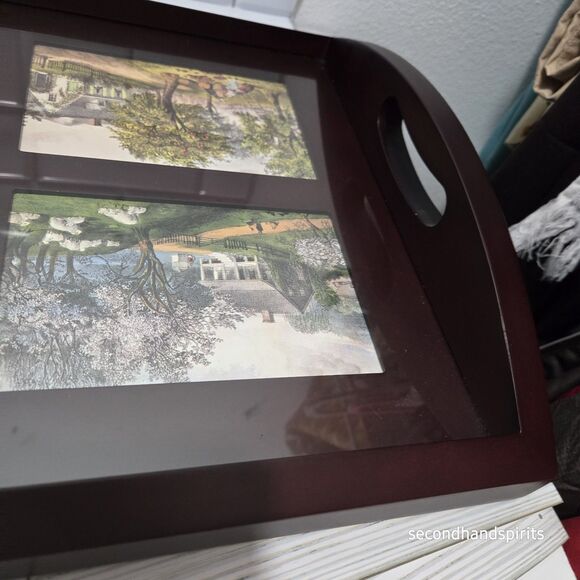 Rustic Charm Umbra Serving Tray – Featuring Vintage Currier & Ives Prints - Picture 4 of 5